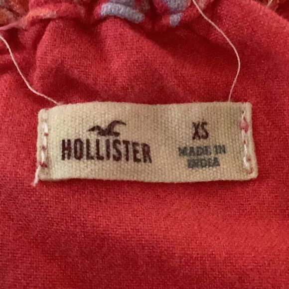 HOLLISTER BEACH SUMMER EXTRA SM MINI DRESS PEACH PINK FLORAL PRINT ROPE DETAIL - Picture 6 of 7